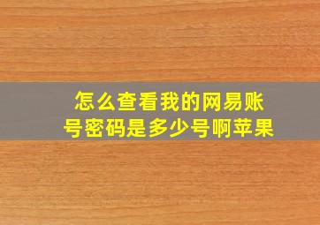 怎么查看我的网易账号密码是多少号啊苹果