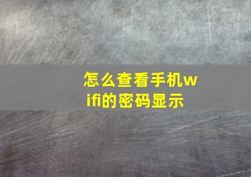 怎么查看手机wifi的密码显示