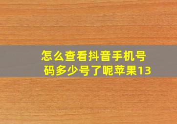 怎么查看抖音手机号码多少号了呢苹果13