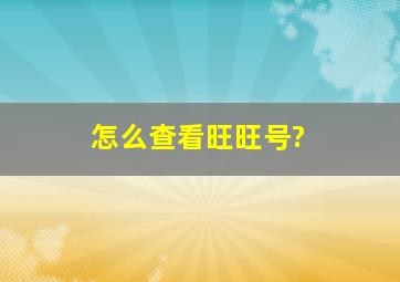 怎么查看旺旺号?