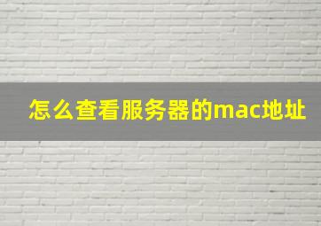 怎么查看服务器的mac地址