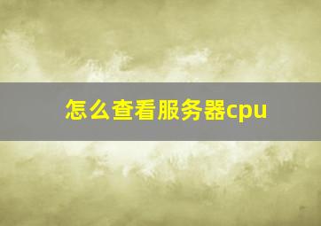 怎么查看服务器cpu