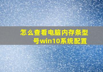 怎么查看电脑内存条型号win10系统配置