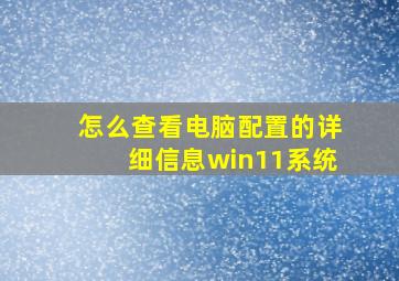 怎么查看电脑配置的详细信息win11系统