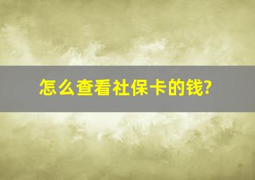 怎么查看社保卡的钱?