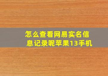 怎么查看网易实名信息记录呢苹果13手机