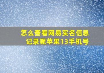 怎么查看网易实名信息记录呢苹果13手机号