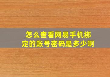 怎么查看网易手机绑定的账号密码是多少啊