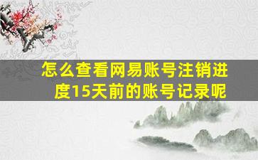 怎么查看网易账号注销进度15天前的账号记录呢