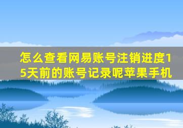 怎么查看网易账号注销进度15天前的账号记录呢苹果手机