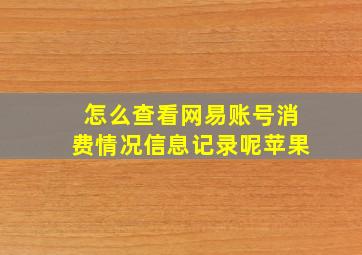 怎么查看网易账号消费情况信息记录呢苹果