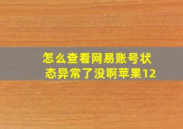 怎么查看网易账号状态异常了没啊苹果12