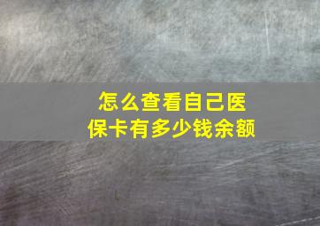 怎么查看自己医保卡有多少钱余额