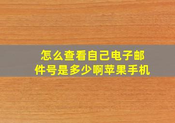 怎么查看自己电子邮件号是多少啊苹果手机