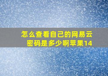 怎么查看自己的网易云密码是多少啊苹果14