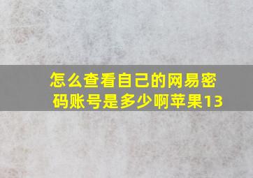 怎么查看自己的网易密码账号是多少啊苹果13