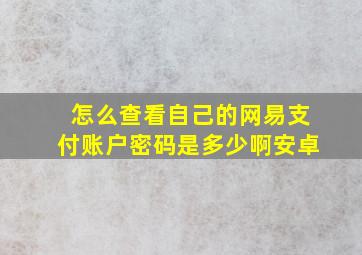 怎么查看自己的网易支付账户密码是多少啊安卓