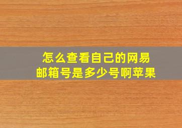 怎么查看自己的网易邮箱号是多少号啊苹果