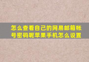 怎么查看自己的网易邮箱帐号密码呢苹果手机怎么设置