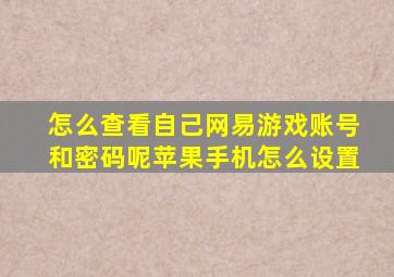 怎么查看自己网易游戏账号和密码呢苹果手机怎么设置