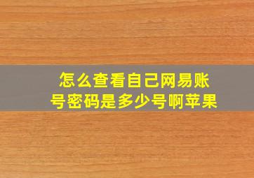 怎么查看自己网易账号密码是多少号啊苹果