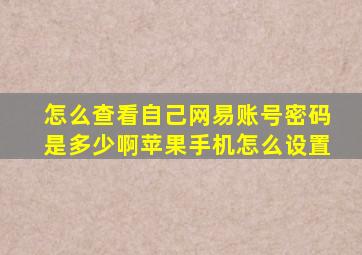 怎么查看自己网易账号密码是多少啊苹果手机怎么设置