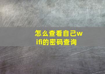 怎么查看自己wifi的密码查询