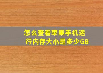 怎么查看苹果手机运行内存大小是多少GB