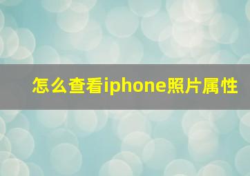 怎么查看iphone照片属性