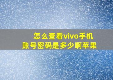 怎么查看vivo手机账号密码是多少啊苹果