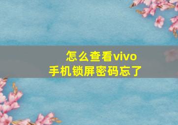 怎么查看vivo手机锁屏密码忘了