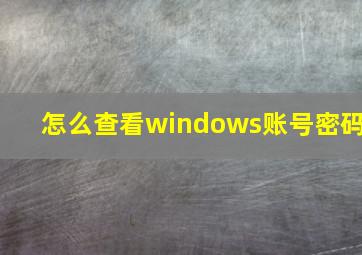 怎么查看windows账号密码