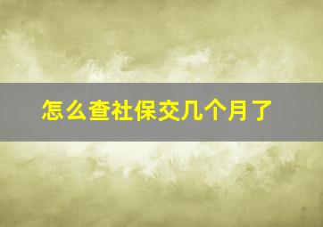 怎么查社保交几个月了