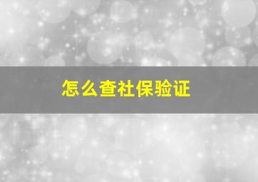 怎么查社保验证