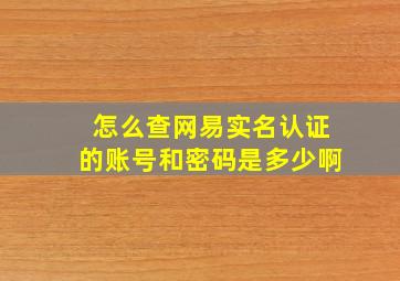 怎么查网易实名认证的账号和密码是多少啊