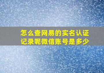 怎么查网易的实名认证记录呢微信账号是多少