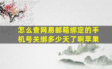 怎么查网易邮箱绑定的手机号关绑多少天了啊苹果