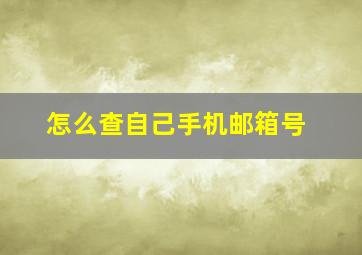 怎么查自己手机邮箱号