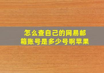 怎么查自己的网易邮箱账号是多少号啊苹果