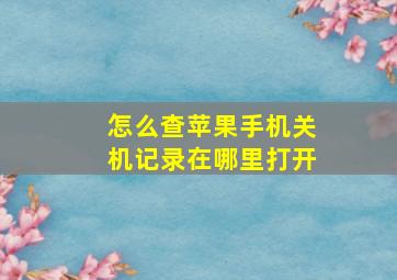 怎么查苹果手机关机记录在哪里打开