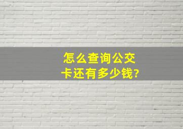 怎么查询公交卡还有多少钱?