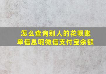 怎么查询别人的花呗账单信息呢微信支付宝余额