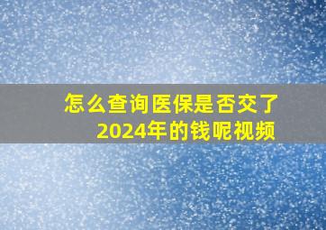 怎么查询医保是否交了2024年的钱呢视频