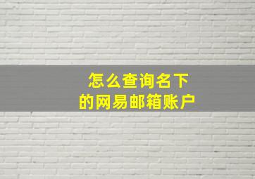 怎么查询名下的网易邮箱账户