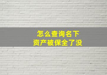 怎么查询名下资产被保全了没