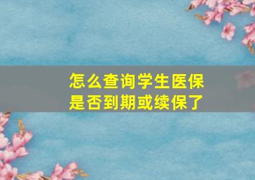 怎么查询学生医保是否到期或续保了