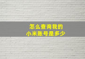 怎么查询我的小米账号是多少