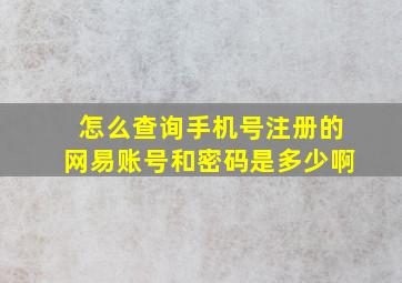 怎么查询手机号注册的网易账号和密码是多少啊