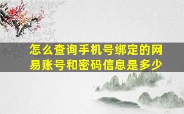 怎么查询手机号绑定的网易账号和密码信息是多少