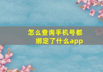 怎么查询手机号都绑定了什么app